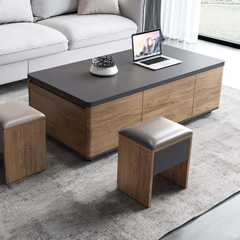 Black-Walnut Convertible Coffee Table with Storage Drawers Main Product Image Image principale du produit