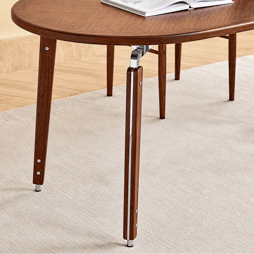 Black Walnut Dining Table with Hand-Matched Inlay and Oval Form