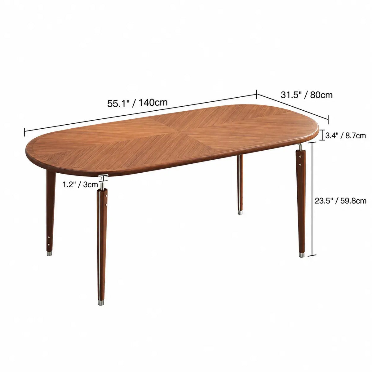 Black Walnut Dining Table with Hand-Matched Inlay and Oval Form