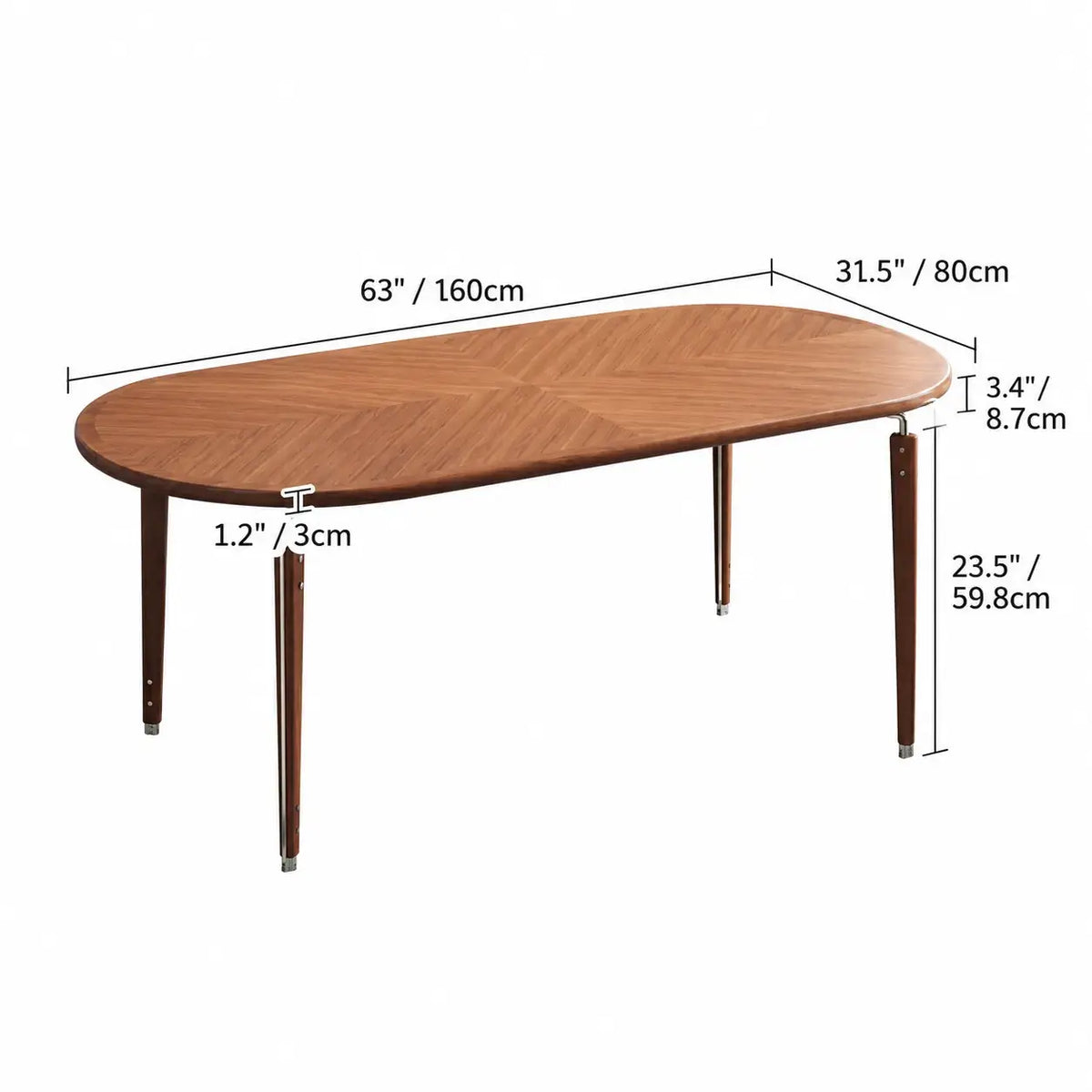 Black Walnut Dining Table with Hand-Matched Inlay and Oval Form