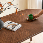 Black Walnut Dining Table with Hand-Matched Inlay and Oval Form