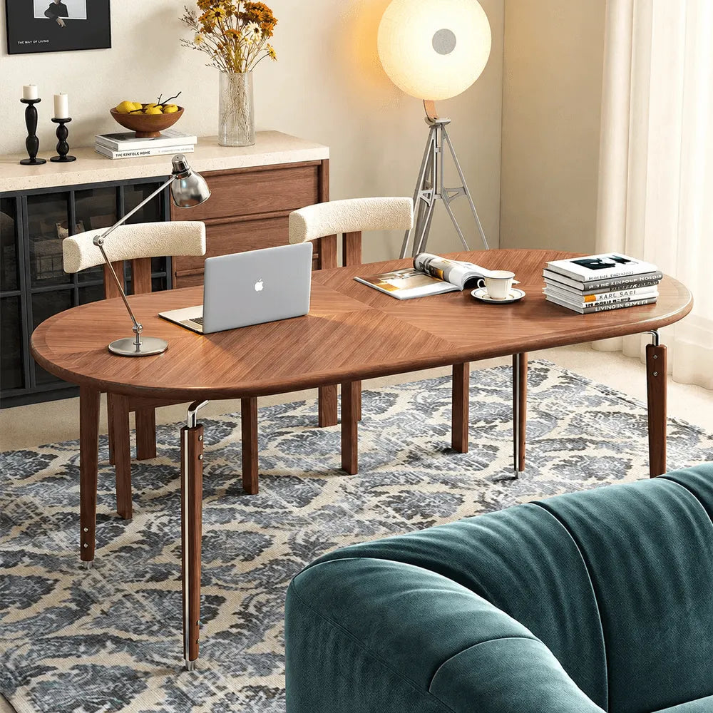 Black Walnut Dining Table with Hand-Matched Inlay and Oval Form
