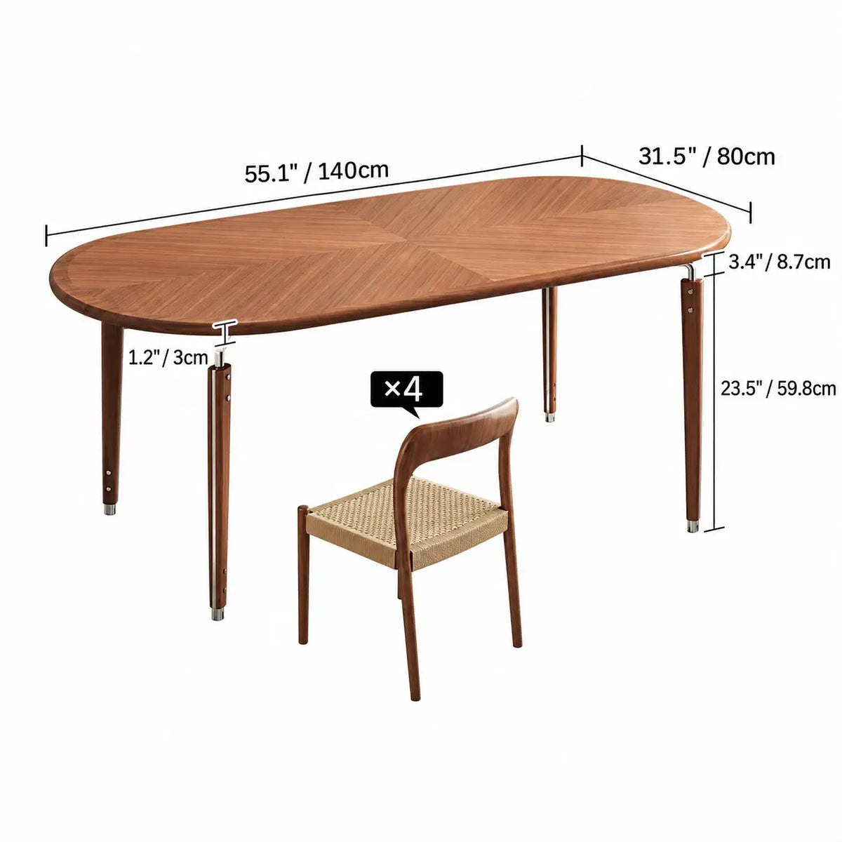 Black Walnut Dining Table with Hand-Matched Inlay and Oval Form
