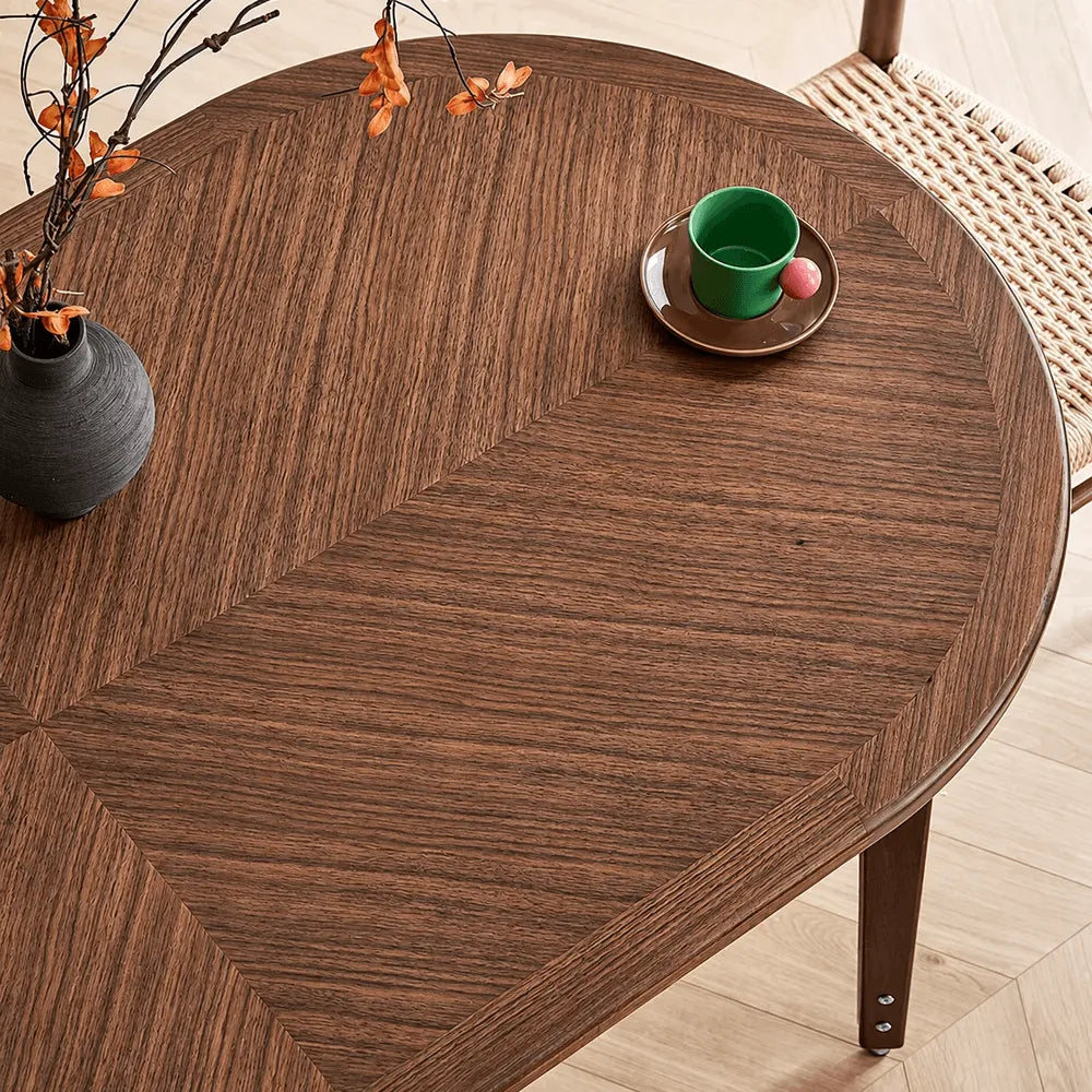 Black Walnut Dining Table with Hand-Matched Inlay and Oval Form