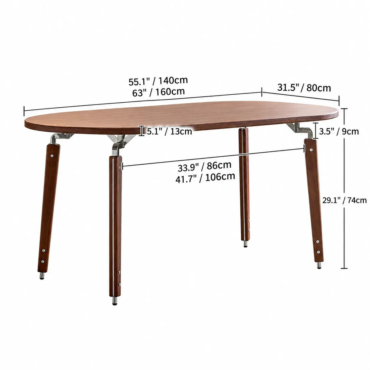 Black Walnut Dining Table with Hand-Matched Inlay and Oval Form Dimensions
