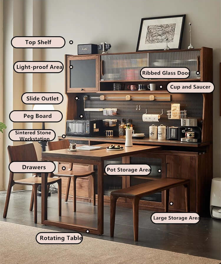 Black Walnut Sideboard With Rotating Desk Feature