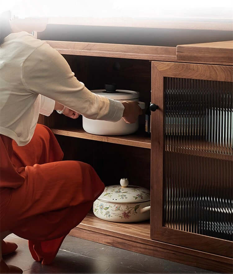Black Walnut Sideboard With Rotating Desk Feature