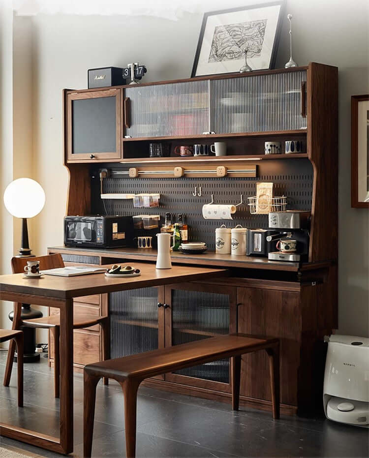 Black Walnut Sideboard With Rotating Desk Feature