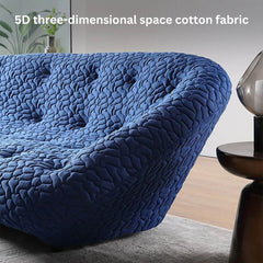 Elegant blue shell sofa with high-density sponge for comfortable seating