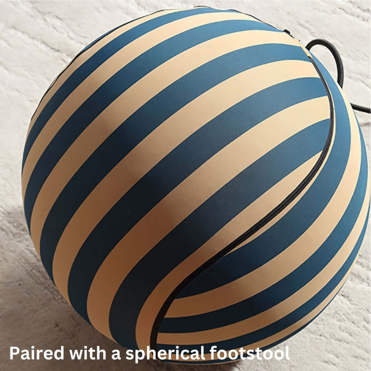 Single sofa lazy couch with blue and yellow striped ice silk fabric for creative comfort