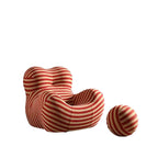 Single sofa lazy couch with blue and yellow striped ice silk fabric for creative comfort