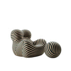 Single sofa lazy couch with blue and yellow striped ice silk fabric for creative comfort