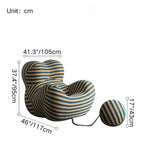 Single sofa lazy couch with blue and yellow striped ice silk fabric for creative comfort dimensions