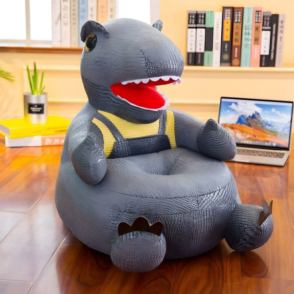 Blue Faux Leather Club Sofa with Animal Design for Kids