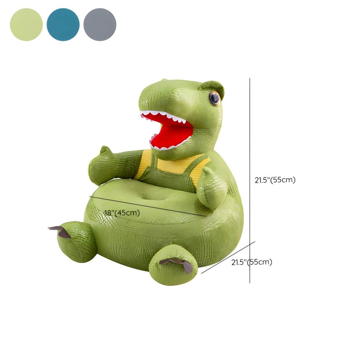 Blue Faux Leather Club Sofa with Animal Design for Kids Dimensions