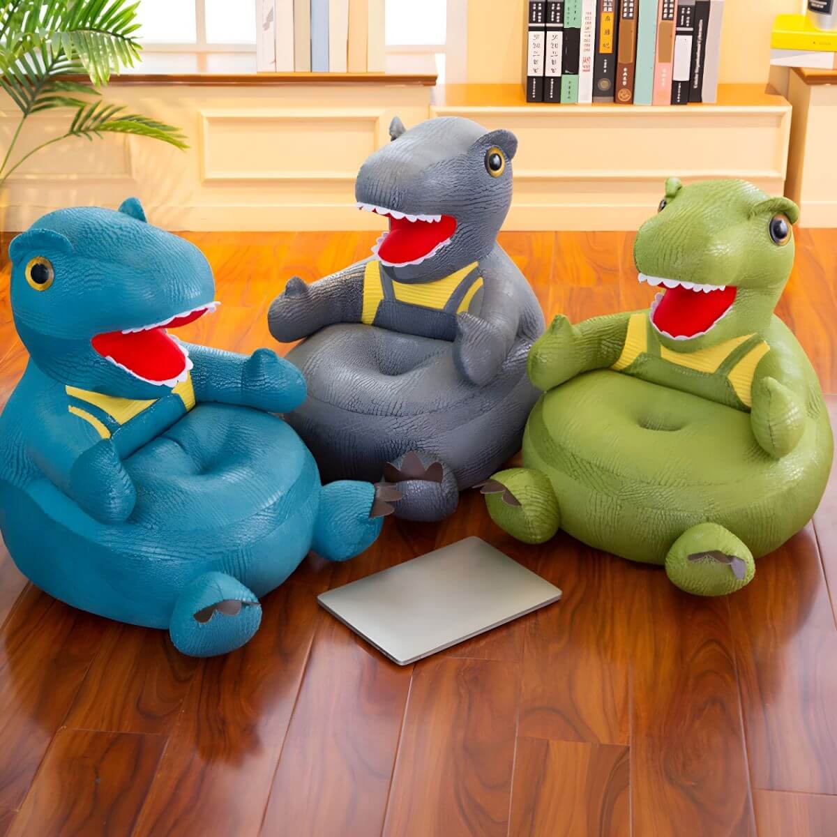 Blue Faux Leather Club Sofa with Animal Design for Kids Main Product Image Main image