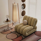 Single leisure chair in blue frosted velvet with a creative lazy sofa design