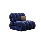 Single leisure chair in blue frosted velvet with a creative lazy sofa design