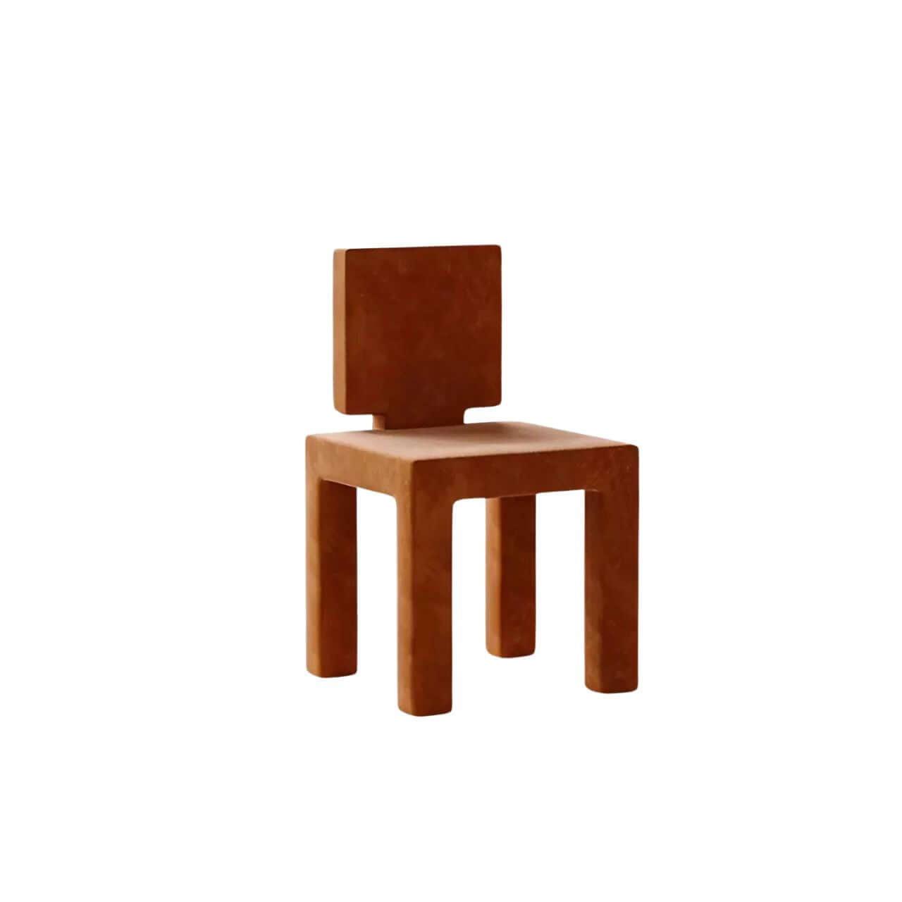 Blue matte velvet poker chair with creative artistic shape for leisure seating