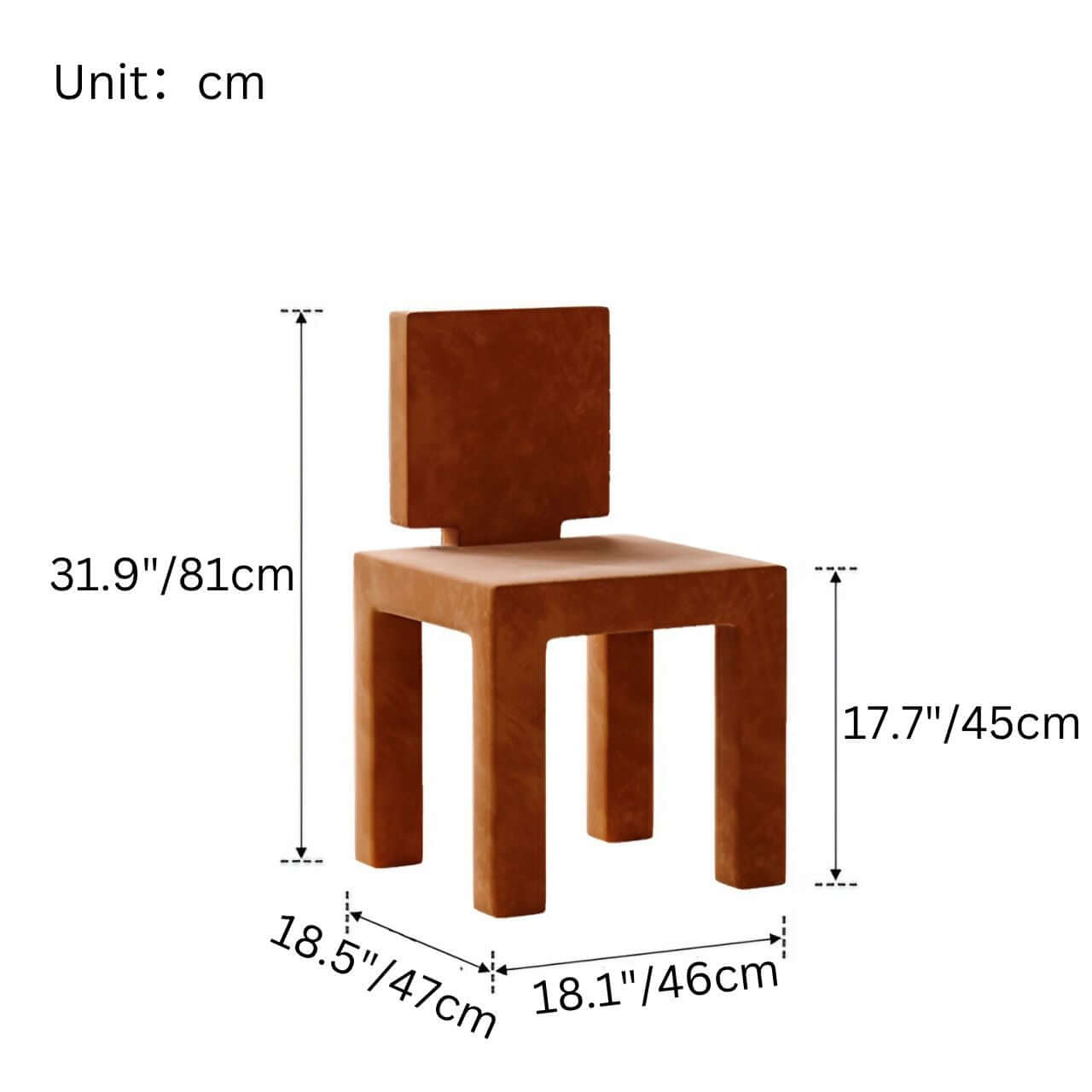 Blue matte velvet poker chair with creative artistic shape for leisure seating dimensions