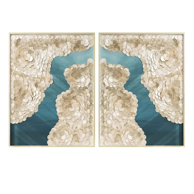 Blue River Mother of Pearl Wall Art Series, Hand Layered Texture