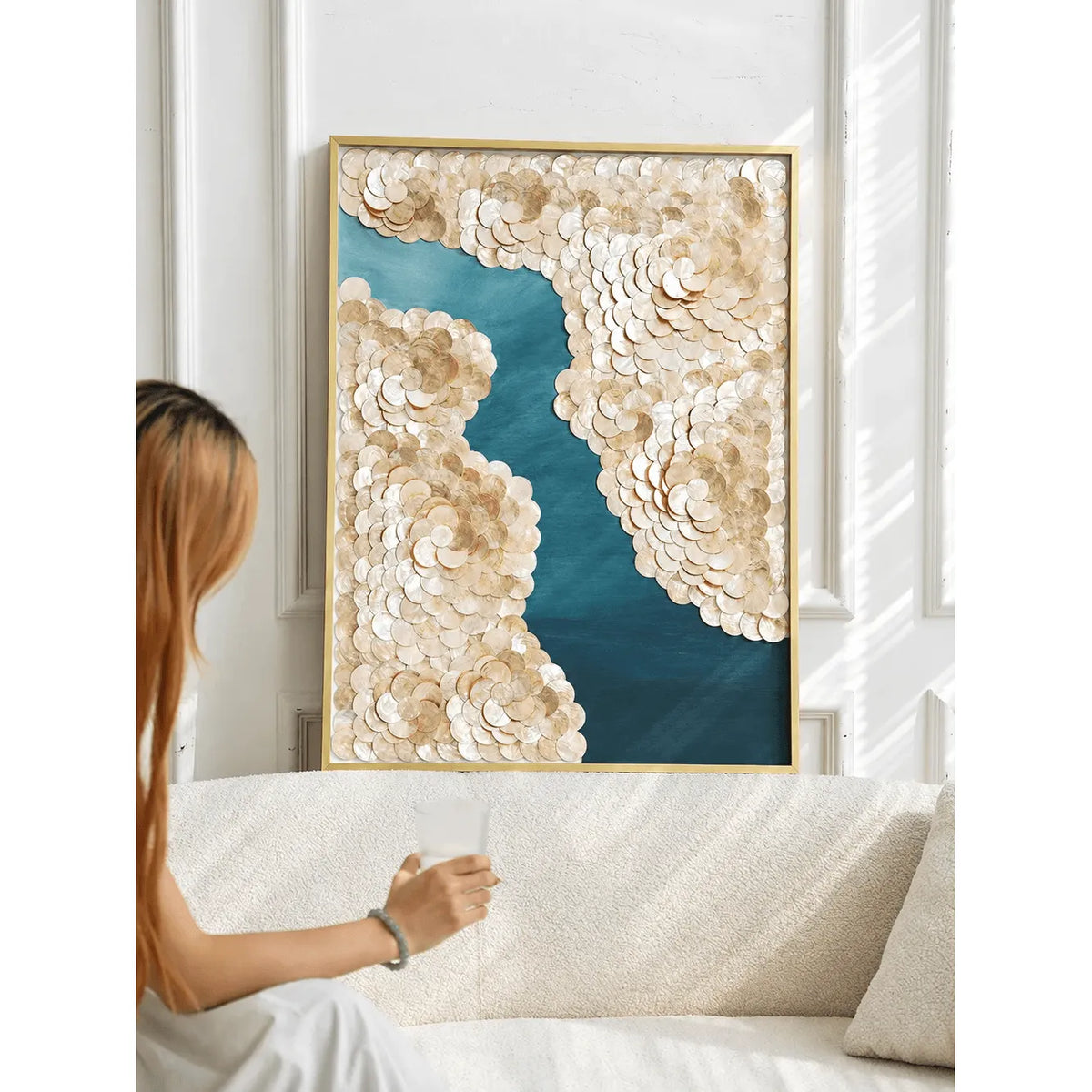 Blue River Mother of Pearl Wall Art Series, Hand Layered Texture Main Product Image