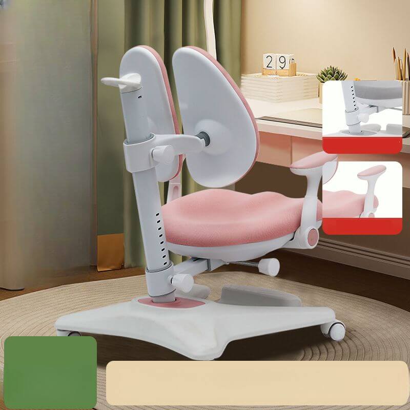 Blue Upholstered Chair for Kids with Adjustable Height and Casters