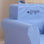 Blue Upholstered Sofa Chair for Kids - Solid Color, Fixed Height