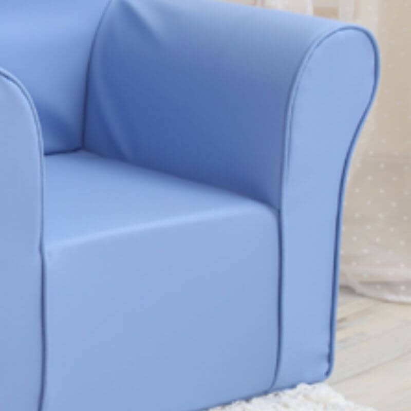 Blue Upholstered Sofa Chair for Kids - Solid Color, Fixed Height