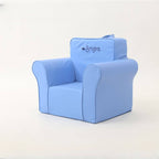 Blue Upholstered Sofa Chair for Kids - Solid Color, Fixed Height