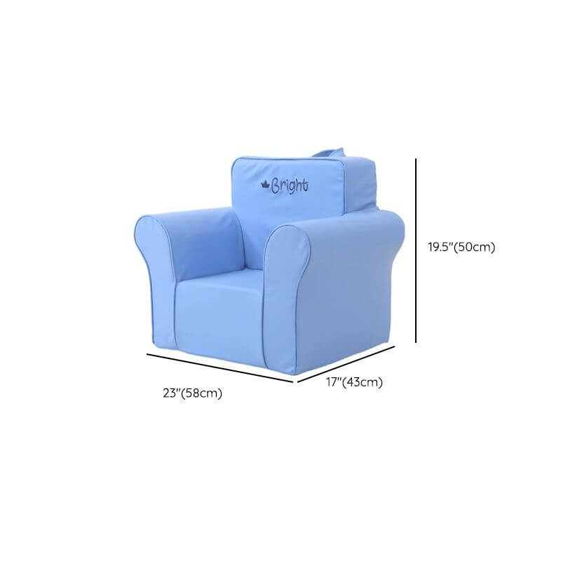 Blue Upholstered Sofa Chair for Kids - Solid Color, Fixed Height Dimensions