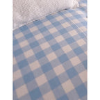 Blue White Plaid Sofa With Rolled Back, Creamy Retro Loft Lounge
