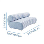 Blue White Plaid Sofa With Rolled Back, Creamy Retro Loft Lounge Dimensions