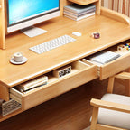 Blue Wooden Kids Writing Desk with Hutch, Drawers and Open Shelving