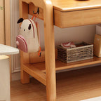 Blue Wooden Kids Writing Desk with Hutch, Drawers and Open Shelving