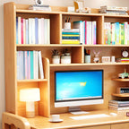 Blue Wooden Kids Writing Desk with Hutch, Drawers and Open Shelving