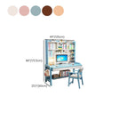 Blue Wooden Kids Writing Desk with Hutch, Drawers and Open Shelving Dimensions