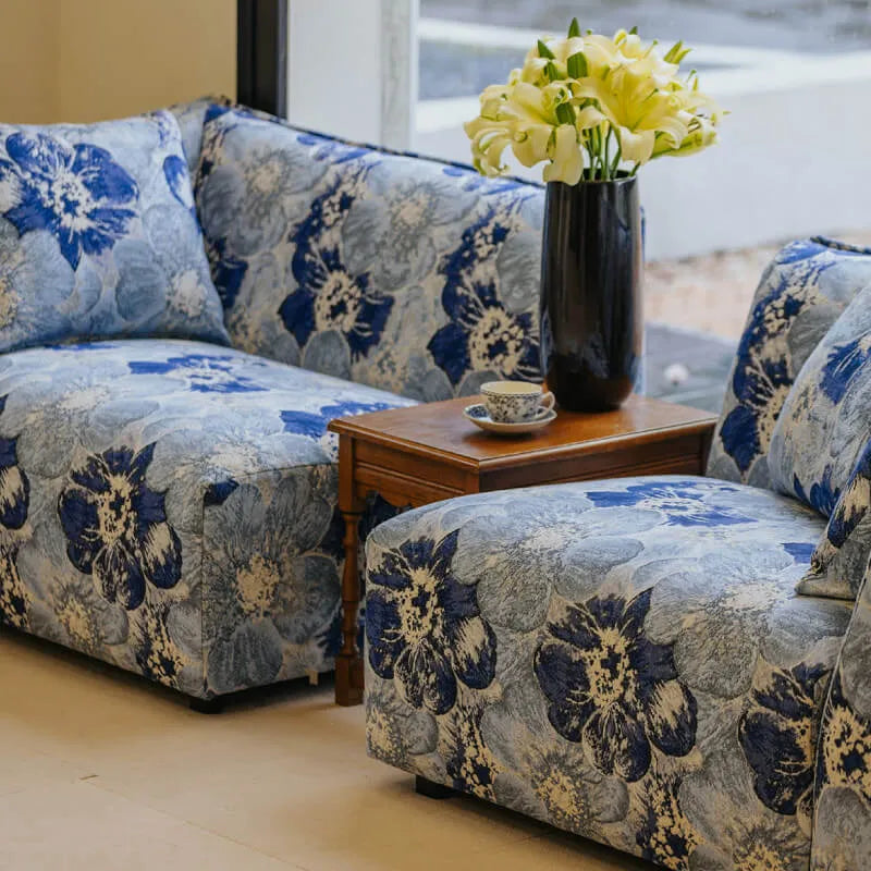 Bluebell Floral Sofa Series With Woven Jacquard Upholstery and Modular Comfort