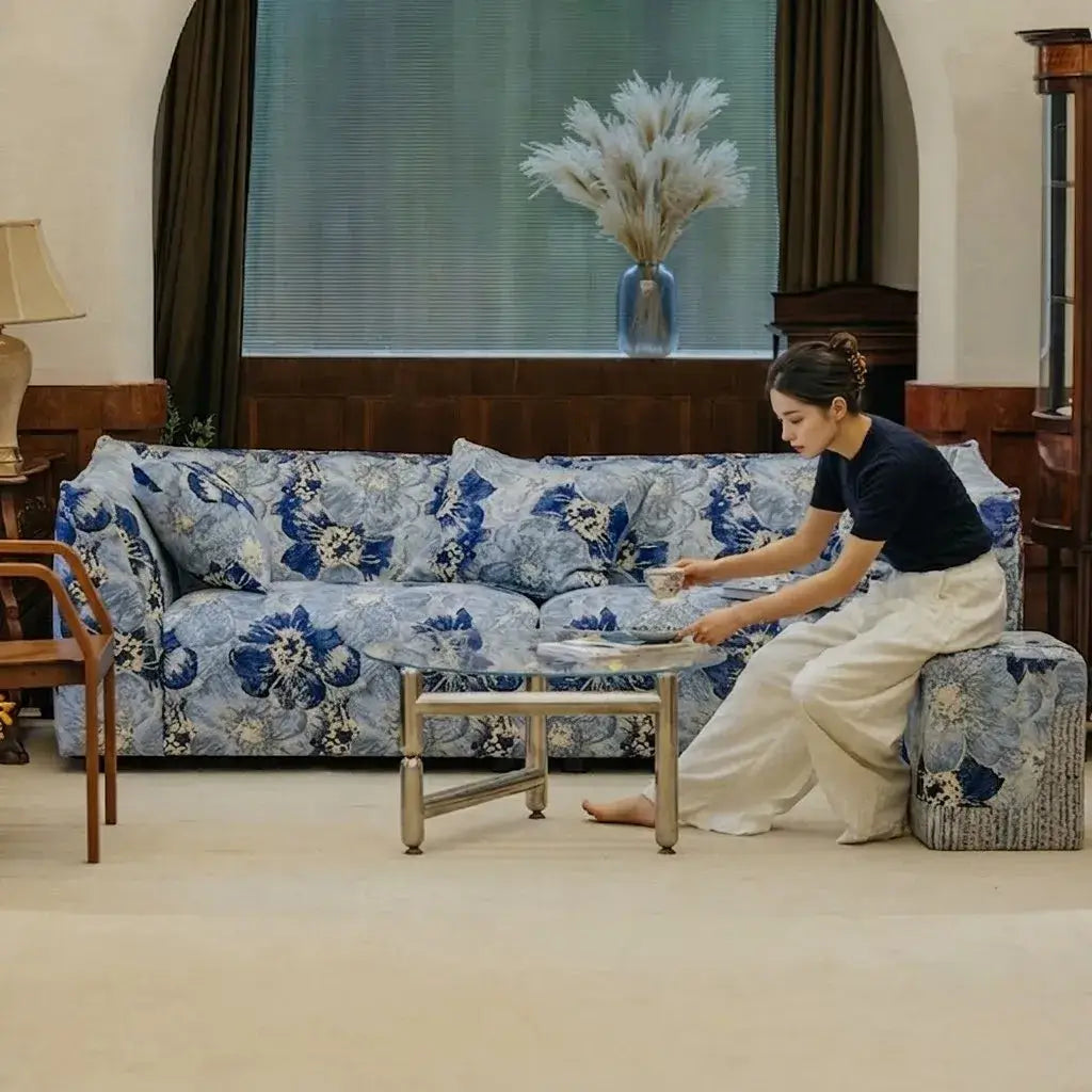 Bluebell Floral Sofa Series With Woven Jacquard Upholstery and Modular Comfort