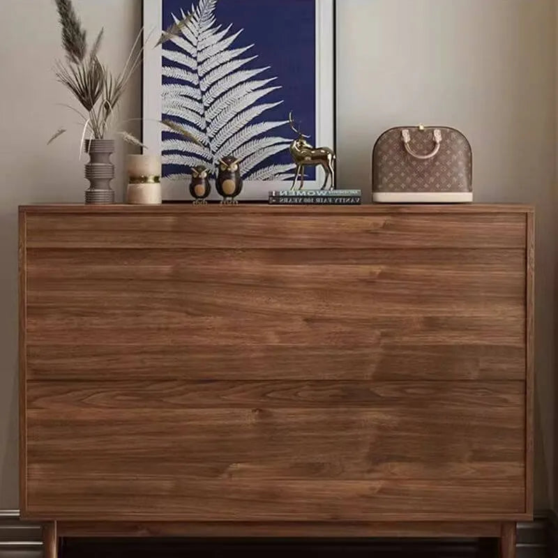 Bohemian Brown Wood Shoe Cabinet with Adjustable Shelves & Woven Doors