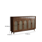 Bohemian Brown Wood Shoe Cabinet with Adjustable Shelves & Woven Doors Dimensions