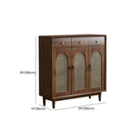 Bohemian Brown Wood Shoe Cabinet with Adjustable Shelves & Woven Doors Dimensions