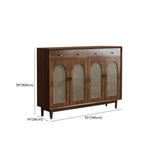 Bohemian Brown Wood Shoe Cabinet with Adjustable Shelves & Woven Doors Dimensions