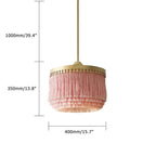 Boho Pink Tassel Pendant Light with Adjustable Hanging Rod