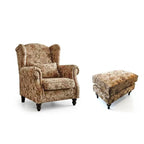 Botanical Floral Wingback Chair and Ottoman Set with Solid Wood Frame
