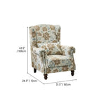 Botanical Floral Wingback Chair and Ottoman Set with Solid Wood Frame