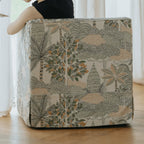 Botanical Upholstered Accent Chair with Vintage Silhouette and Cocooned Comfort