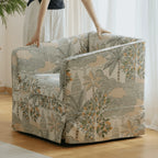 Botanical Upholstered Accent Chair with Vintage Silhouette and Cocooned Comfort