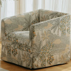 Botanical Upholstered Accent Chair with Vintage Silhouette and Cocooned Comfort