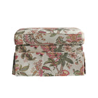 Botanical Upholstered Floral Accent Chair and Ottoman With Skirted Silhouette